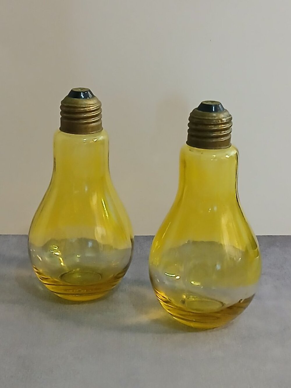 Vintage Yellow Light Bulb Shaped S&P Shakers/Decorative Bottles